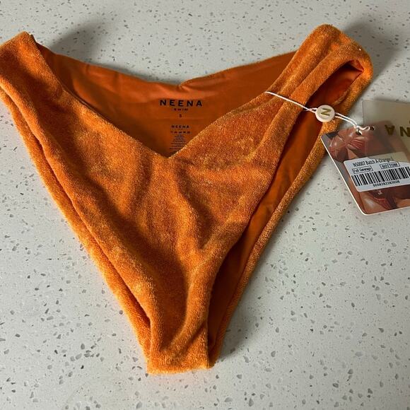 Neena  Swim Orange Terrycloth Bikini Bottoms size S NWT - Picture 8 of 8